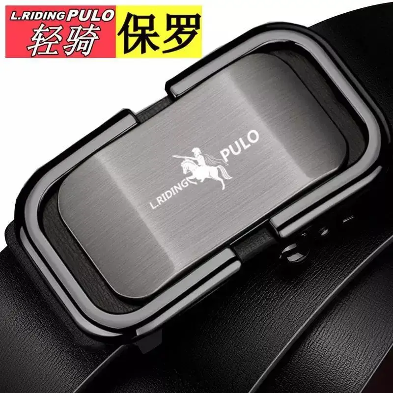 Paul Men's Belt Retro Automatic Buckle Black Gold - Image 4