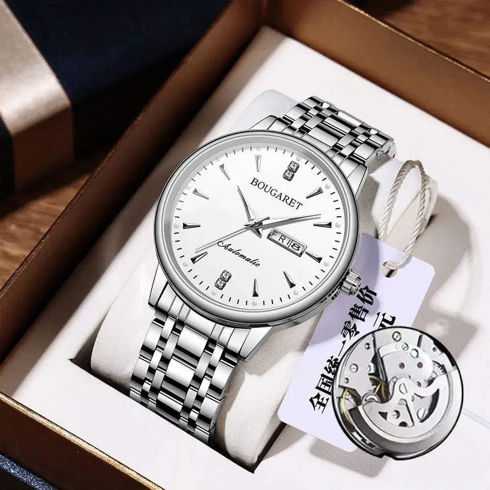 Men's Stainless Steel Analog Watch with Calendar & Luminous Dial - Image 4