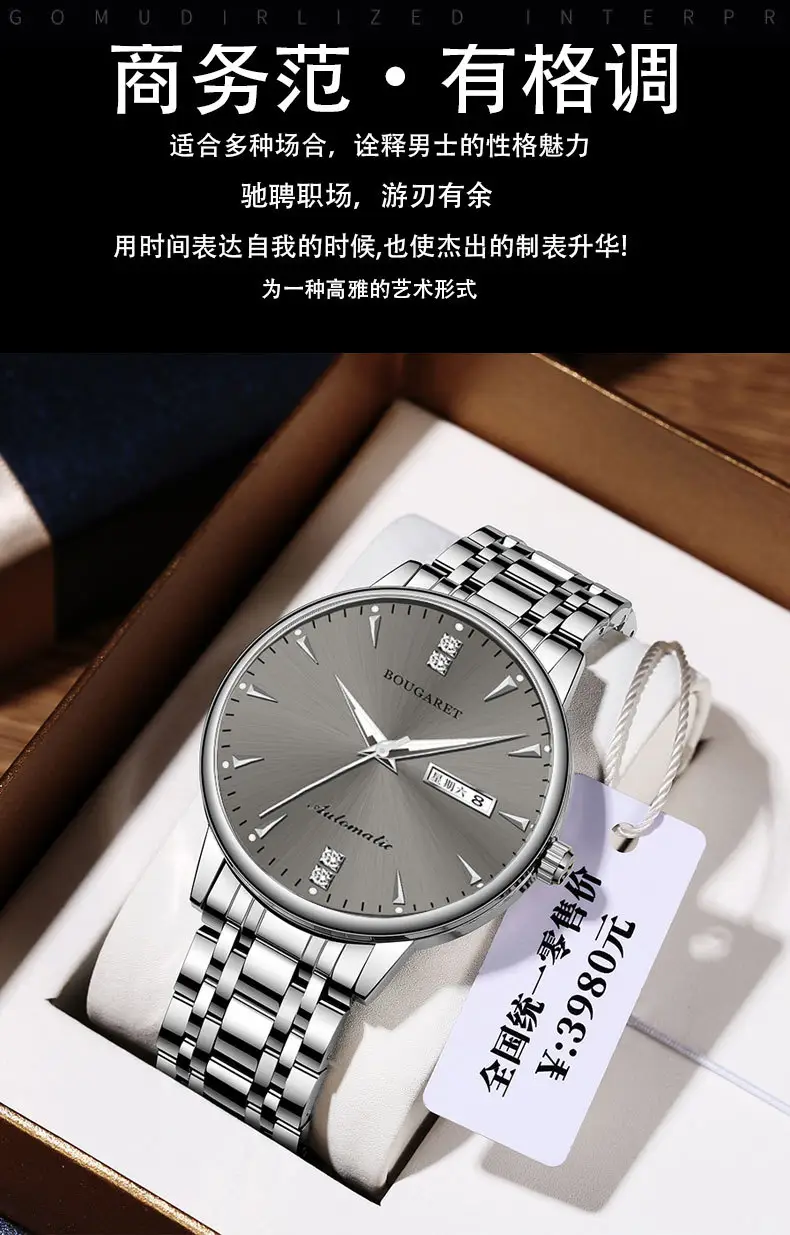 Men's Stainless Steel Analog Watch with Calendar & Luminous Dial — feature 9