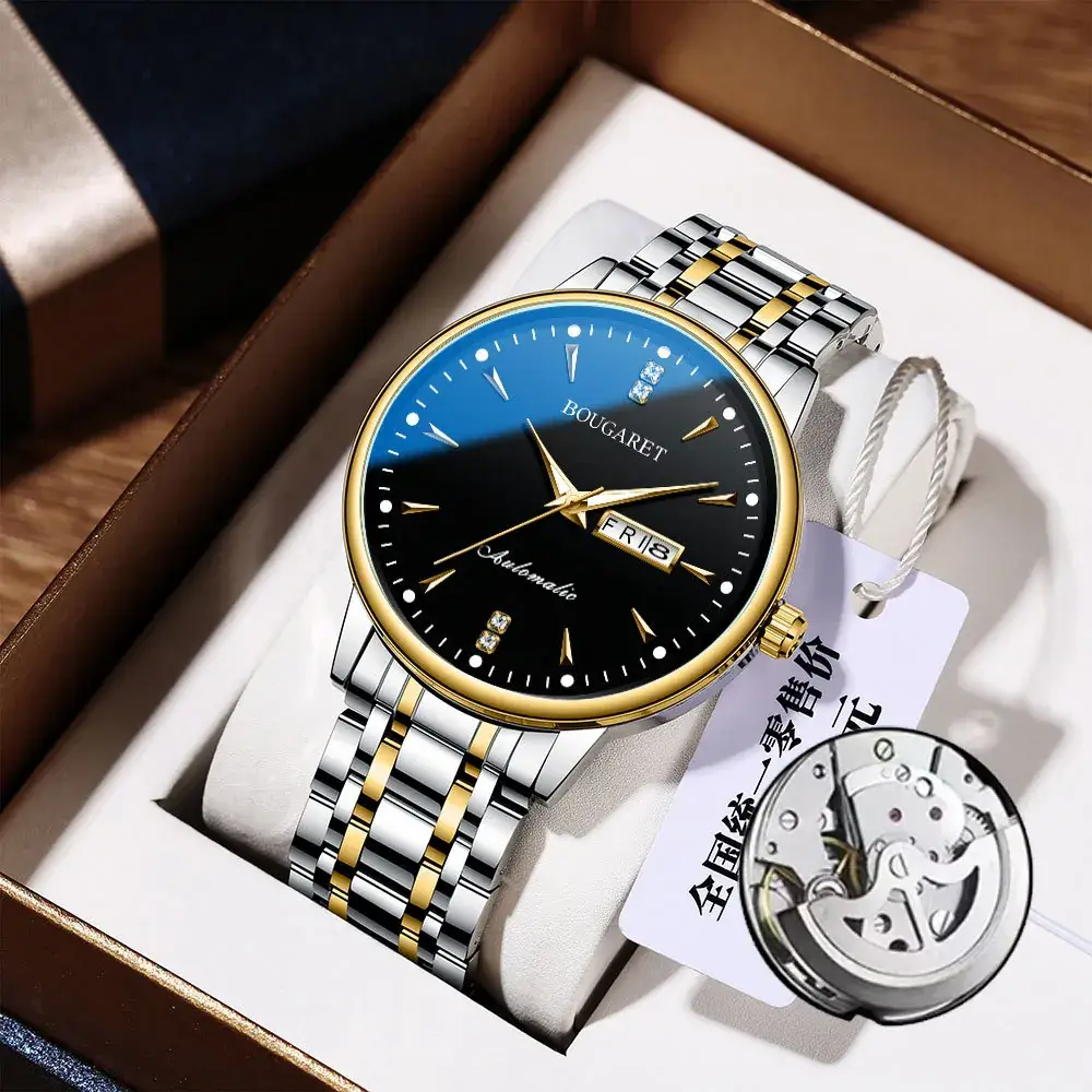 Men's Stainless Steel Analog Watch with Calendar & Luminous Dial - Image 2