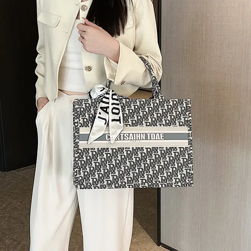 Women Cross-Border Fabric Shoulder Tote Bag 2025 Trendy Large Capacity - Image 8