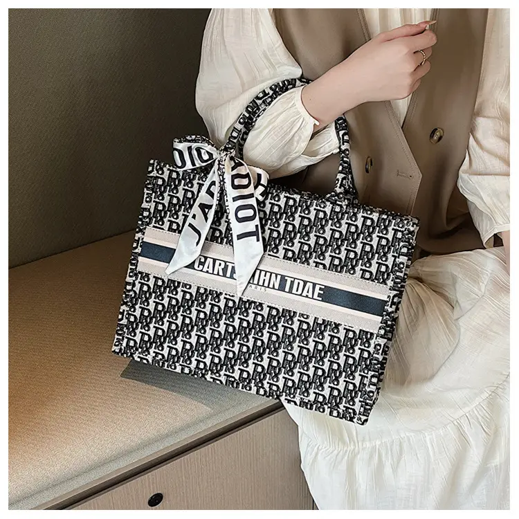 Women Cross-Border Fabric Shoulder Tote Bag 2025 Trendy Large Capacity