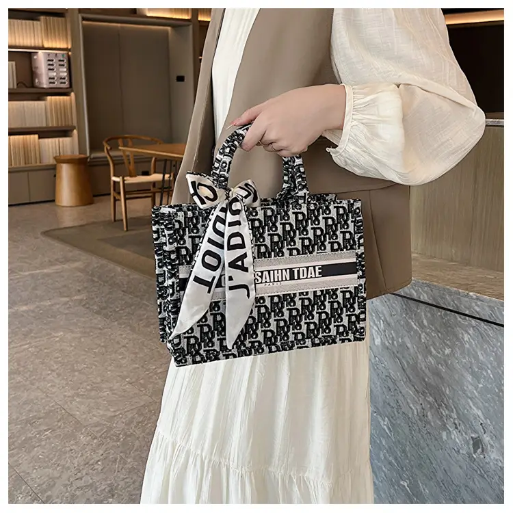 Women Cross-Border Fabric Shoulder Tote Bag 2025 Trendy Large Capacity - Image 2