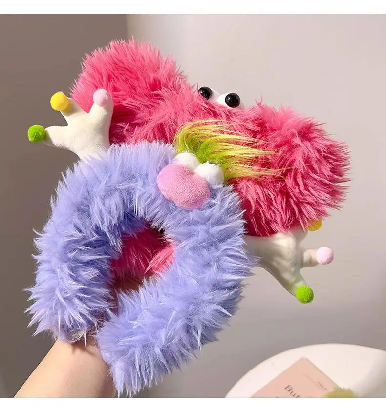 Furry Heart Ear Headband for Girls Cute Doll Headband — feature 4