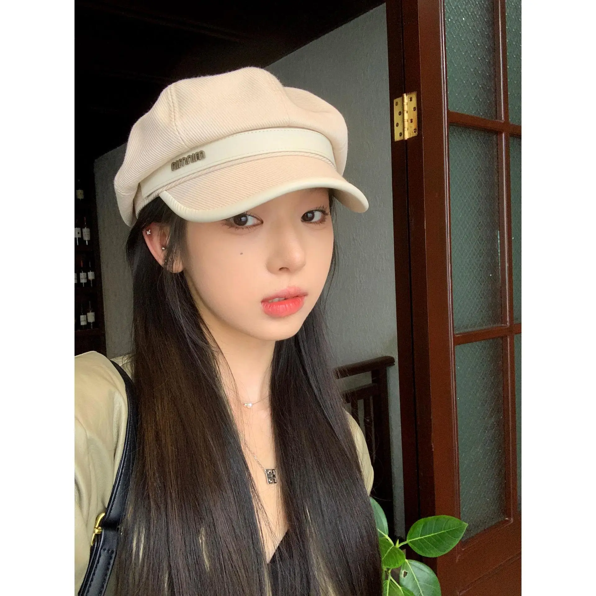 Black Big Head Cap Women Winter Casual Retro Painter