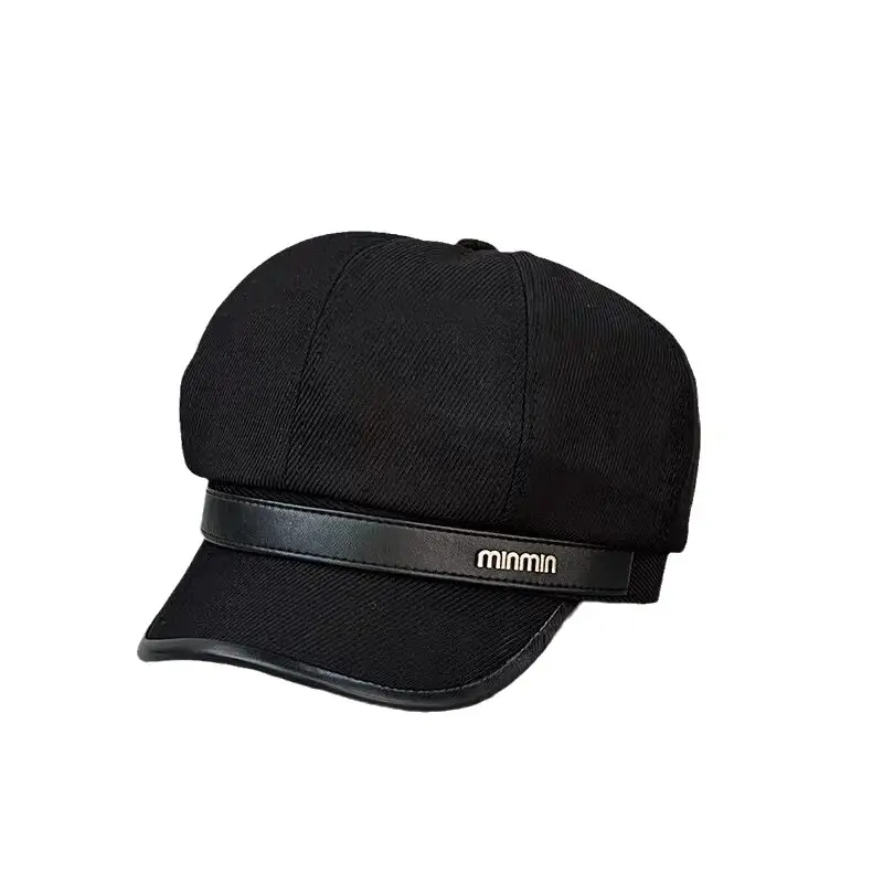 Black Big Head Cap Women Winter Casual Retro Painter