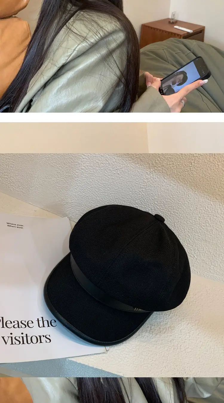 Black Big Head Cap Women Winter Casual Retro Painter — feature 10