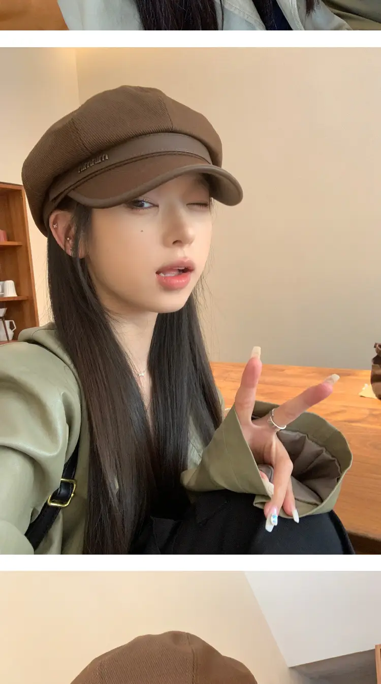 Black Big Head Cap Women Winter Casual Retro Painter — feature 11