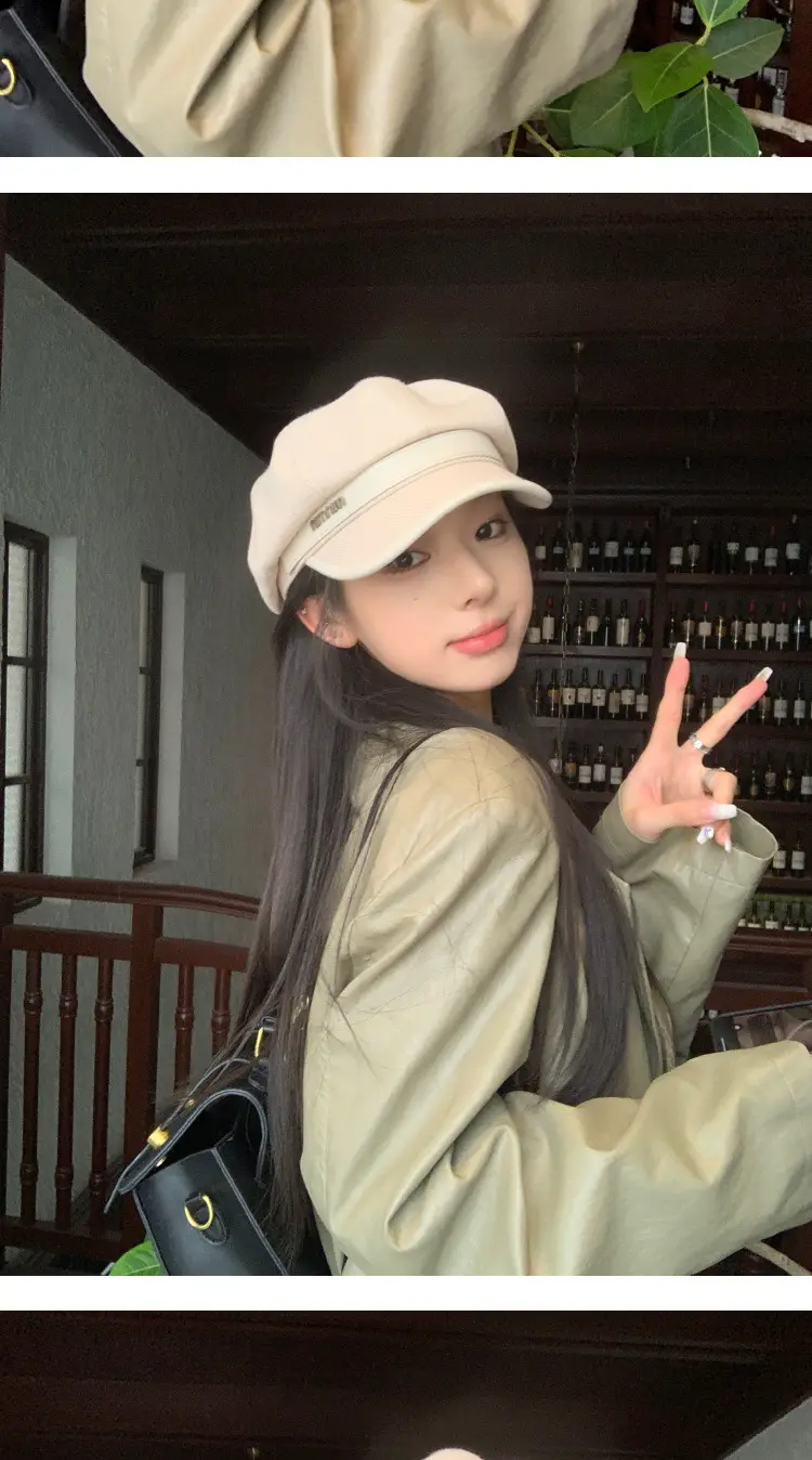 Black Big Head Cap Women Winter Casual Retro Painter — feature 14
