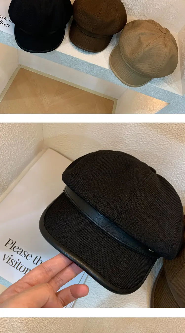 Black Big Head Cap Women Winter Casual Retro Painter — feature 16