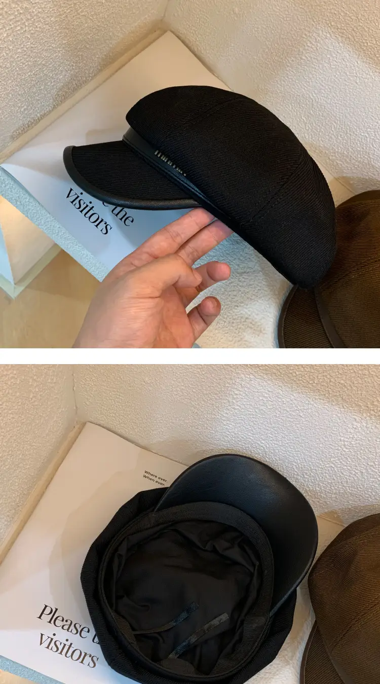 Black Big Head Cap Women Winter Casual Retro Painter — feature 17