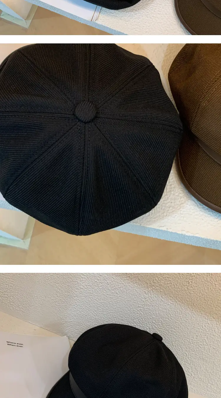 Black Big Head Cap Women Winter Casual Retro Painter — feature 18