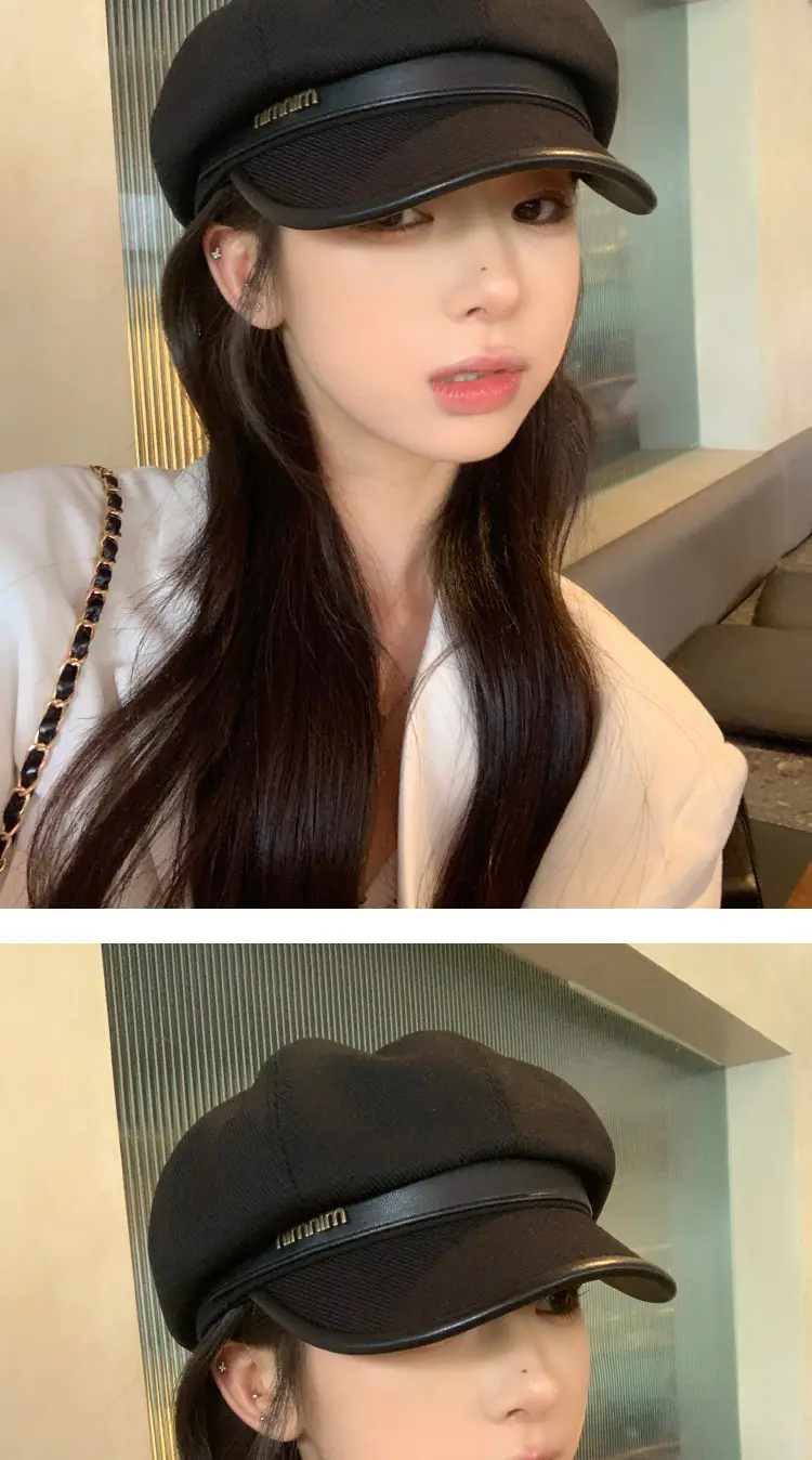Black Big Head Cap Women Winter Casual Retro Painter — feature 2