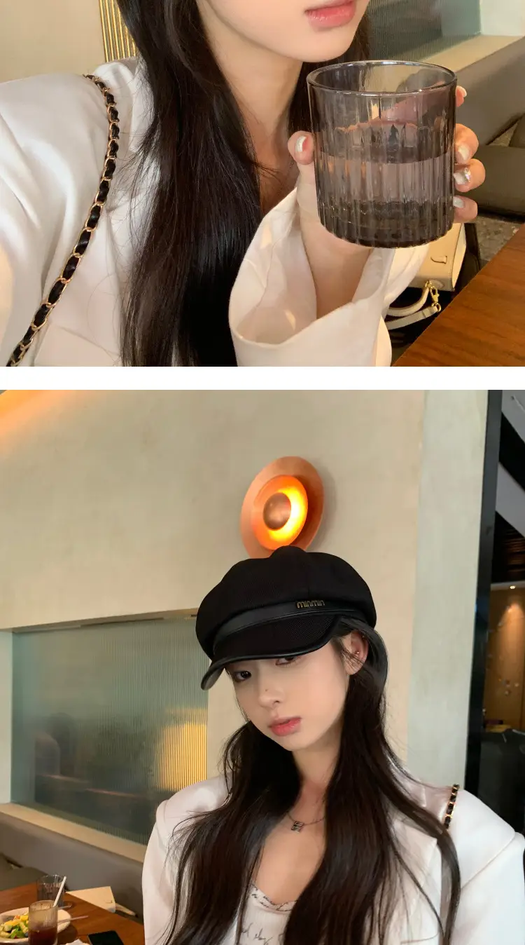 Black Big Head Cap Women Winter Casual Retro Painter — feature 3