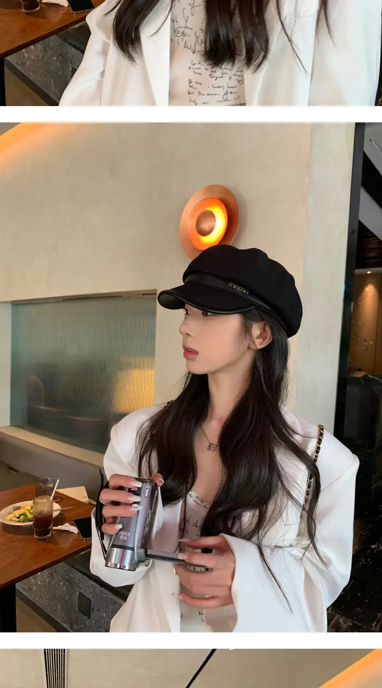 Black Big Head Cap Women Winter Casual Retro Painter — feature 4