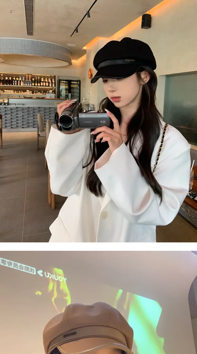 Black Big Head Cap Women Winter Casual Retro Painter — feature 5
