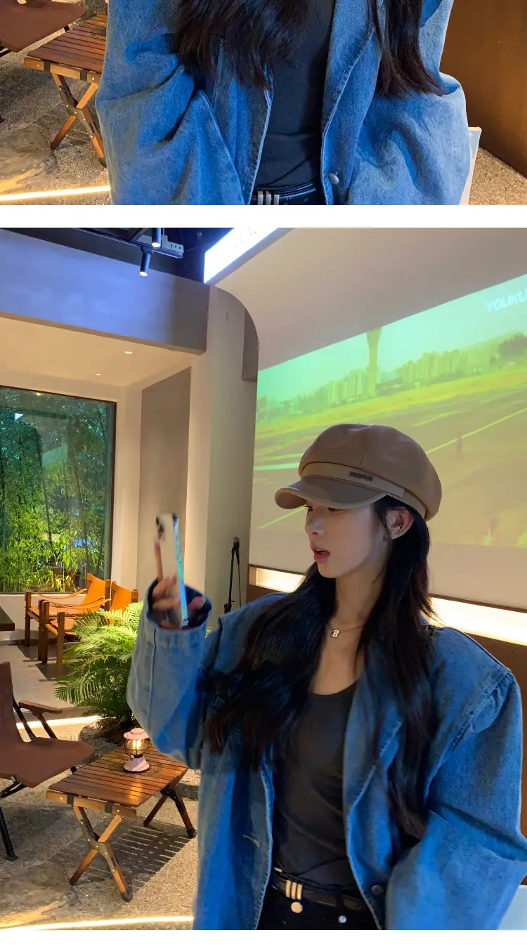 Black Big Head Cap Women Winter Casual Retro Painter — feature 7