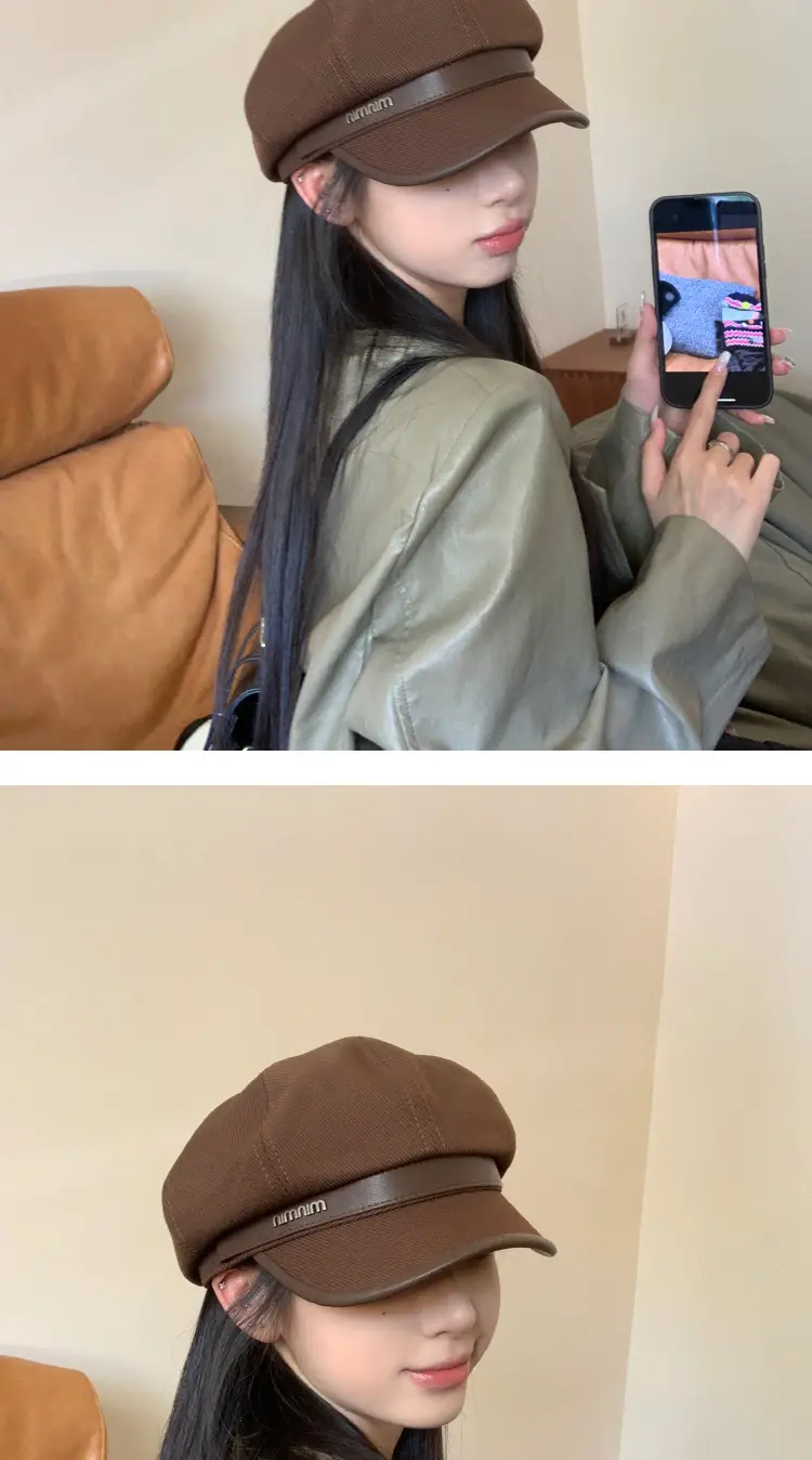 Black Big Head Cap Women Winter Casual Retro Painter — feature 9