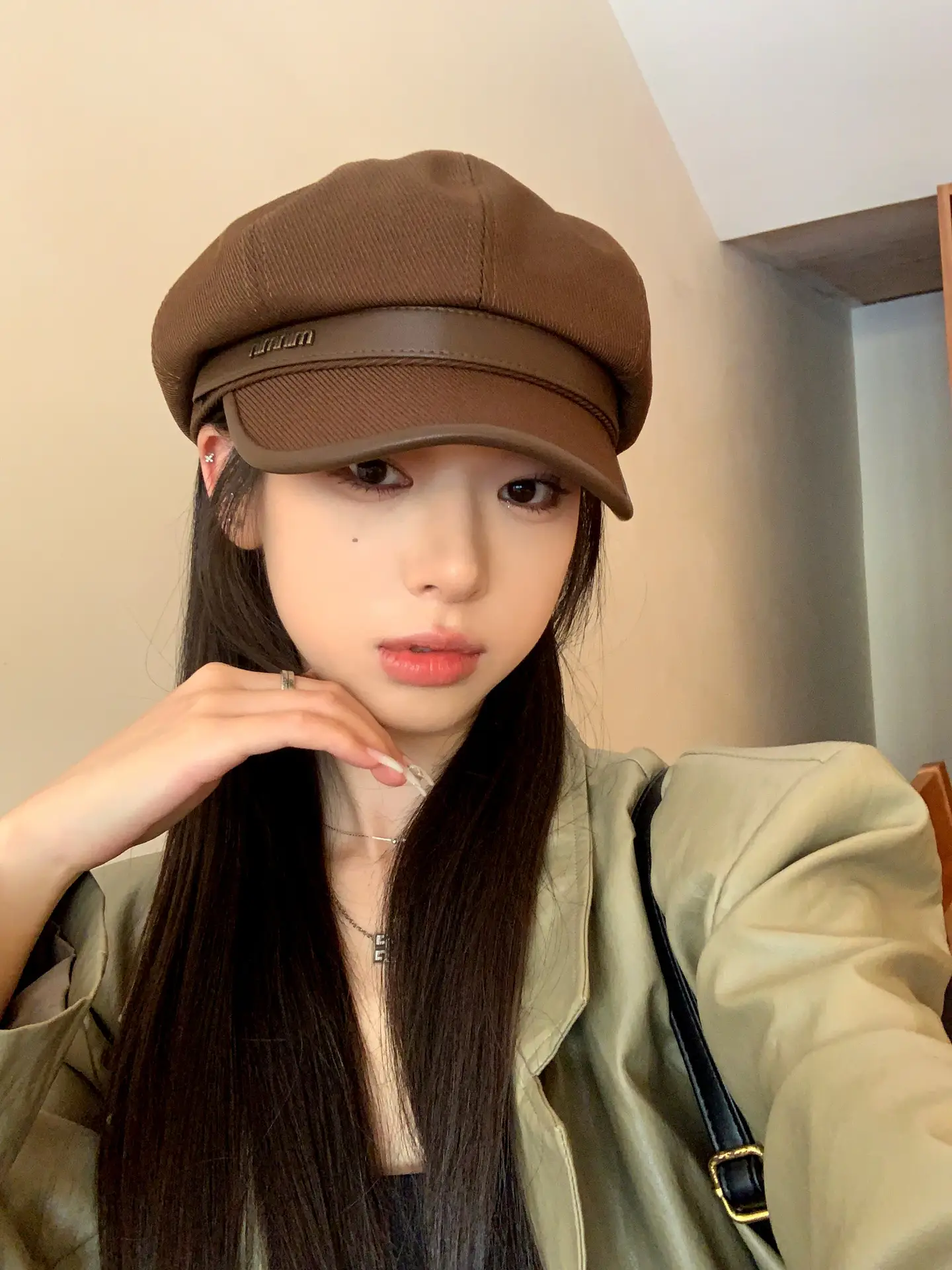 Black Big Head Cap Women Winter Casual Retro Painter