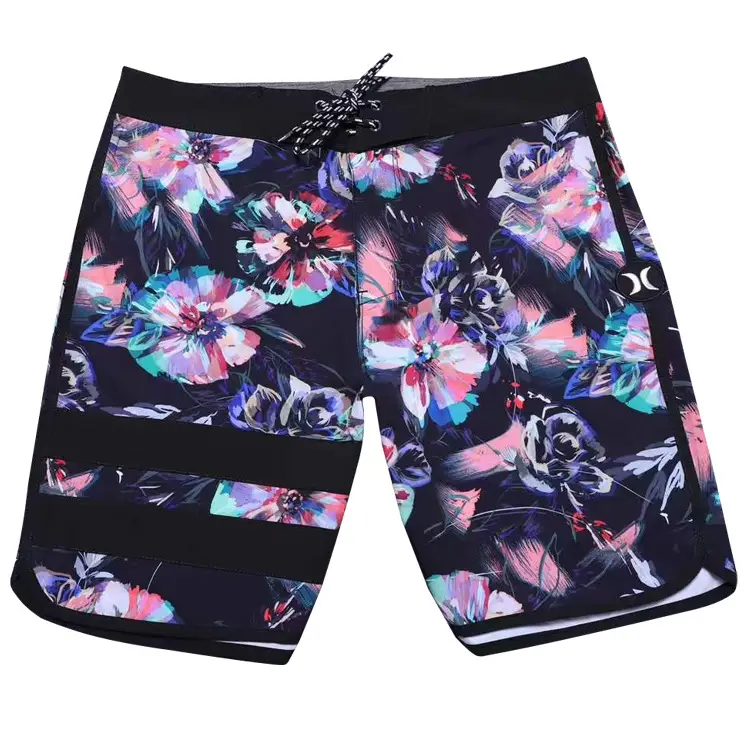 Men's Black & White Quick-Drying Beach Shorts