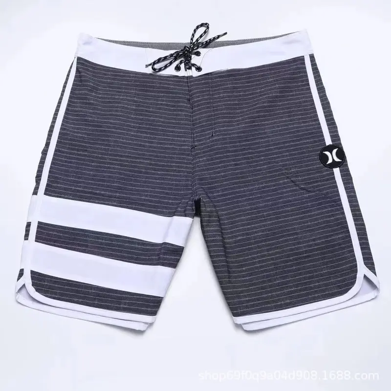 Men's Black & White Quick-Drying Beach Shorts