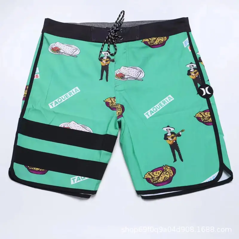 Men's Black & White Quick-Drying Beach Shorts