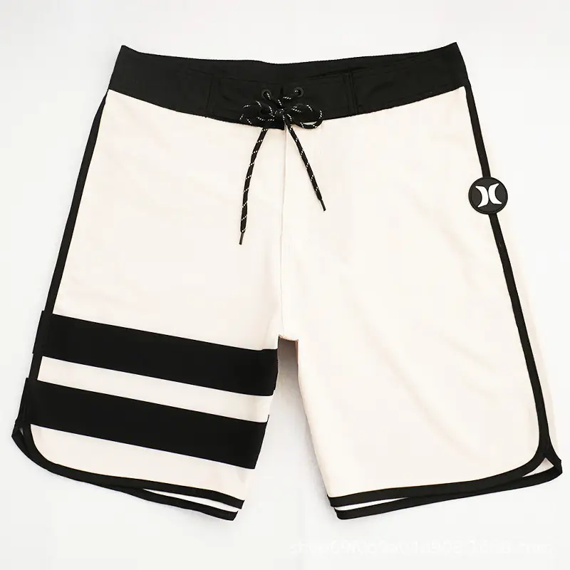 Men's Black & White Quick-Drying Beach Shorts