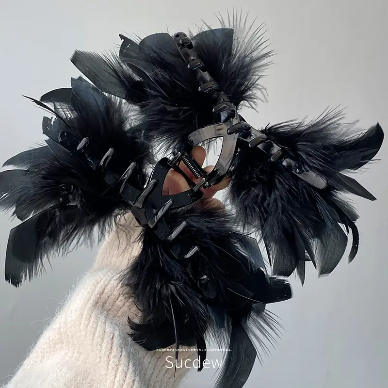 Elegant Feather Hairpin for Women Large Clip Back - Image 7