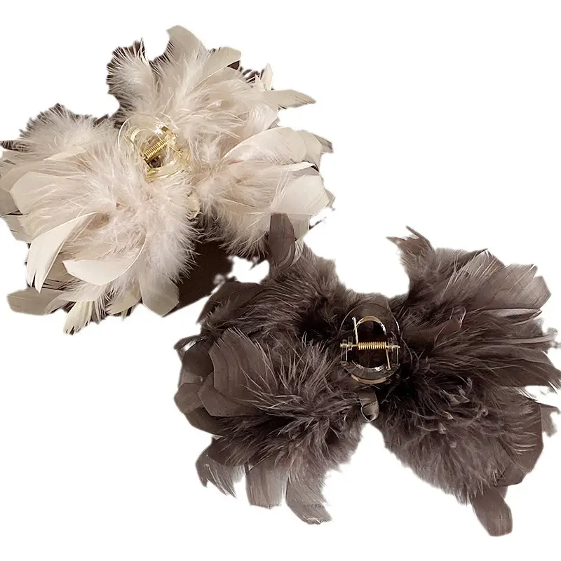 Elegant Feather Hairpin for Women Large Clip Back - Image 8
