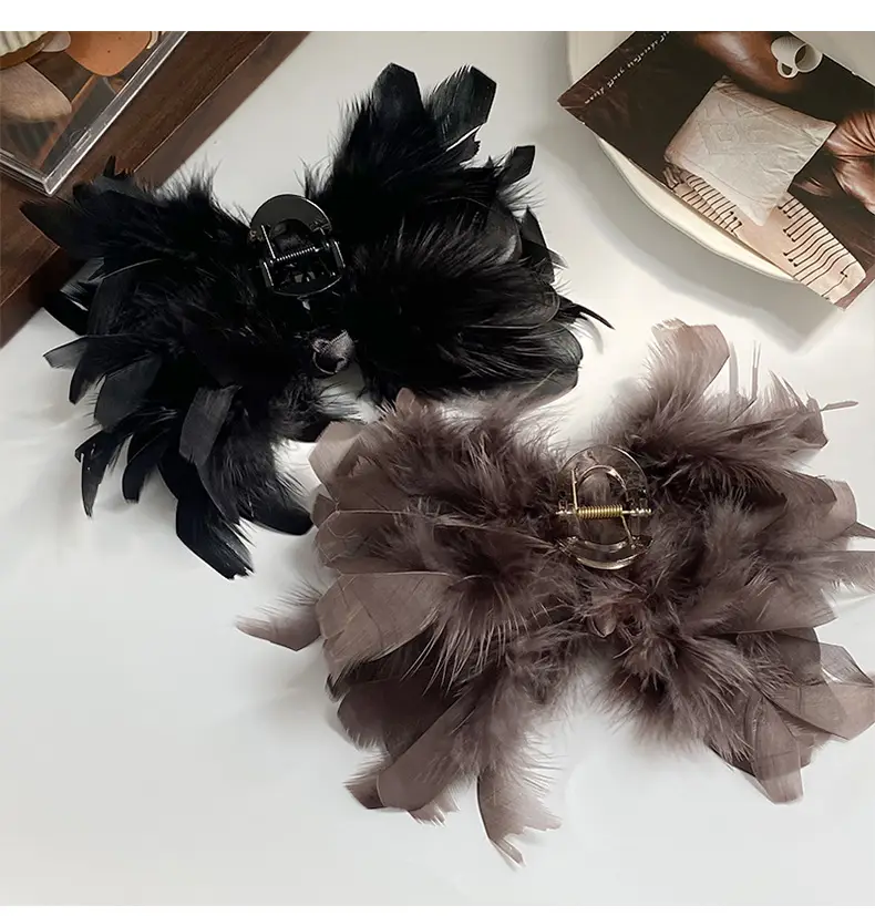 Elegant Feather Hairpin for Women Large Clip Back — feature 4