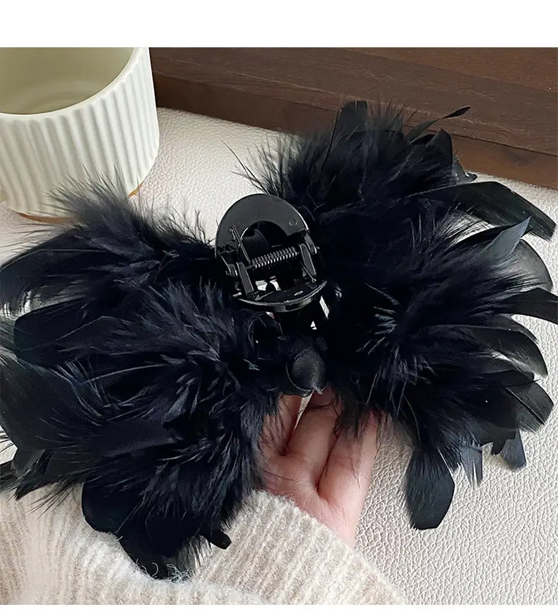 Elegant Feather Hairpin for Women Large Clip Back — feature 5