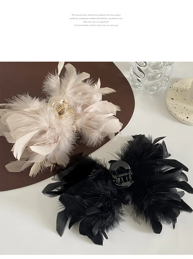 Elegant Feather Hairpin for Women Large Clip Back — feature 7