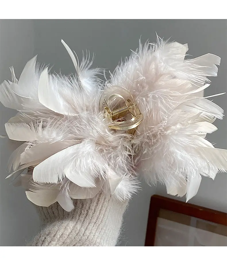 Elegant Feather Hairpin for Women Large Clip Back — feature 8