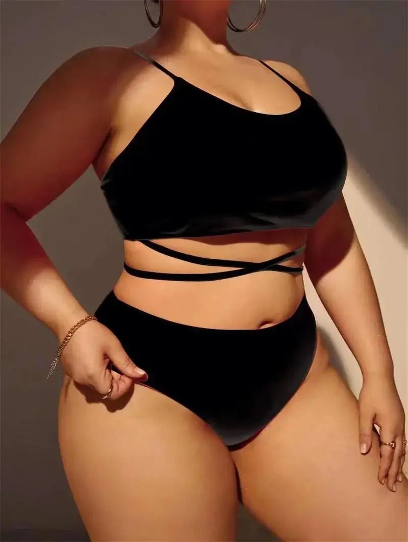 2023 Plus Size Black Three Piece Bikini Set — feature 2