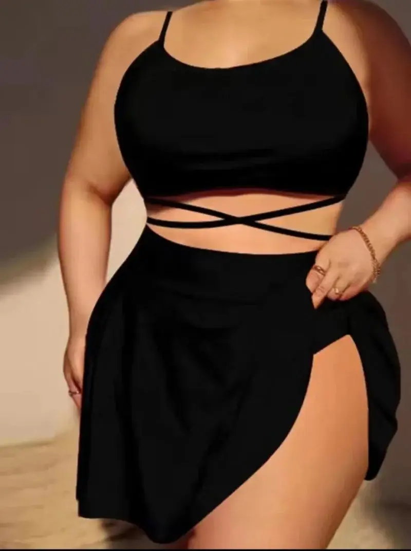 2023 Plus Size Black Three Piece Bikini Set — feature 4