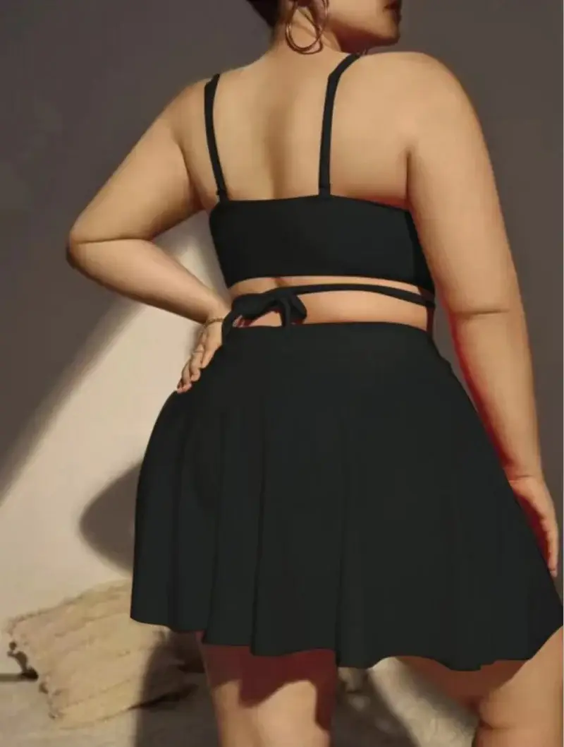 2023 Plus Size Black Three Piece Bikini Set — feature 5