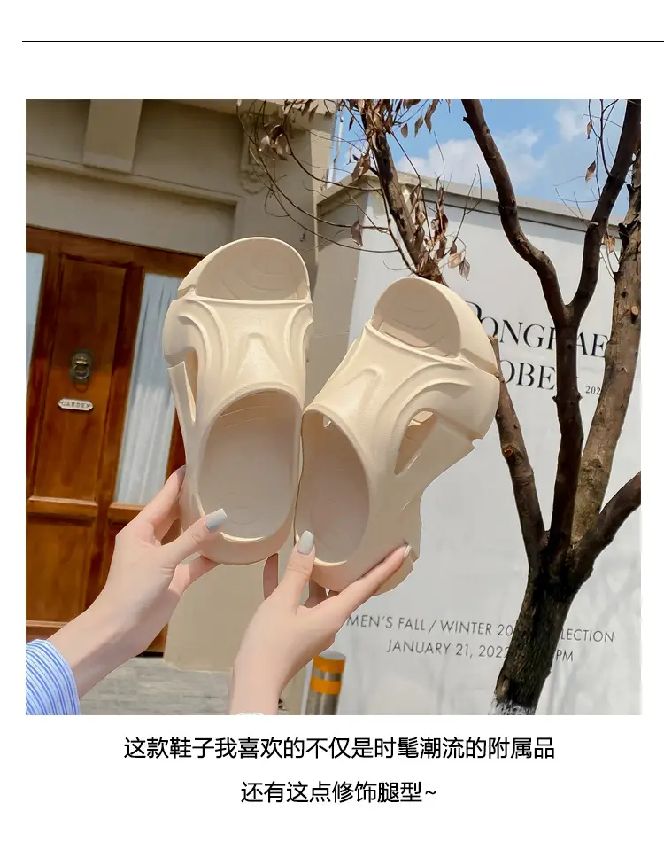 Thick-Soled Slippers for Women, Eva Soft-Soled Ins Trbottomy Slippers, Outdoor High-Heeled Shoes, Cross-Border Women's Shoes, Sandals and Slippers — feature 4