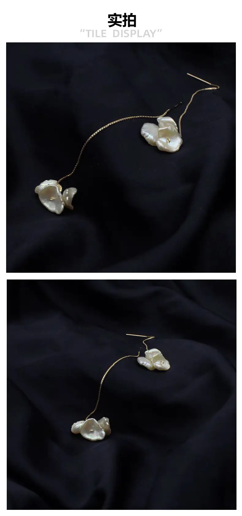 Luxury Petal Pearl Earrings 18k Gold 925 — feature 3