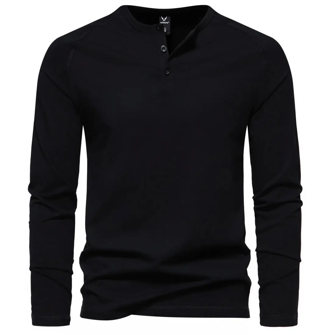Men's Long Sleeve Retro Button T-Shirt Olive Green - Image 8