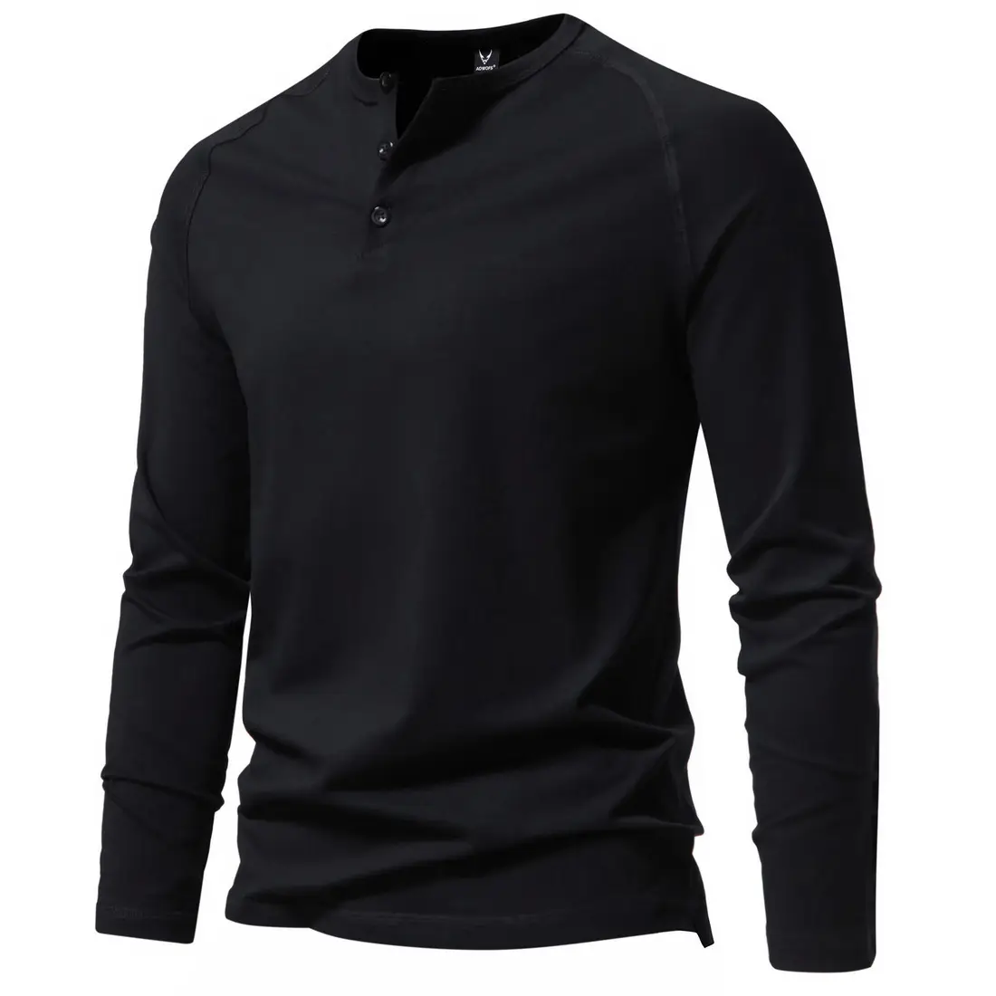 Men's Long Sleeve Retro Button T-Shirt Olive Green — feature 10