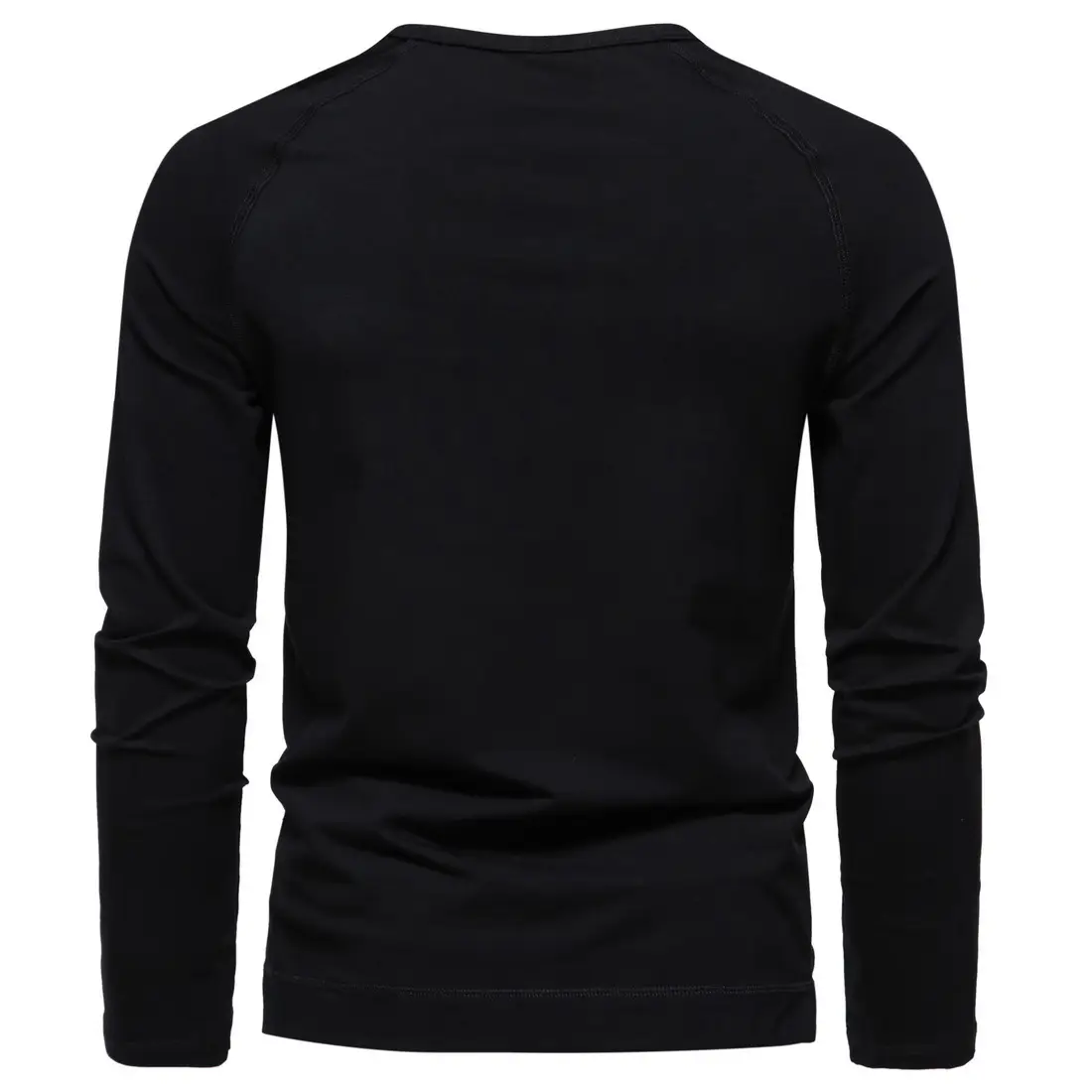 Men's Long Sleeve Retro Button T-Shirt Olive Green — feature 11