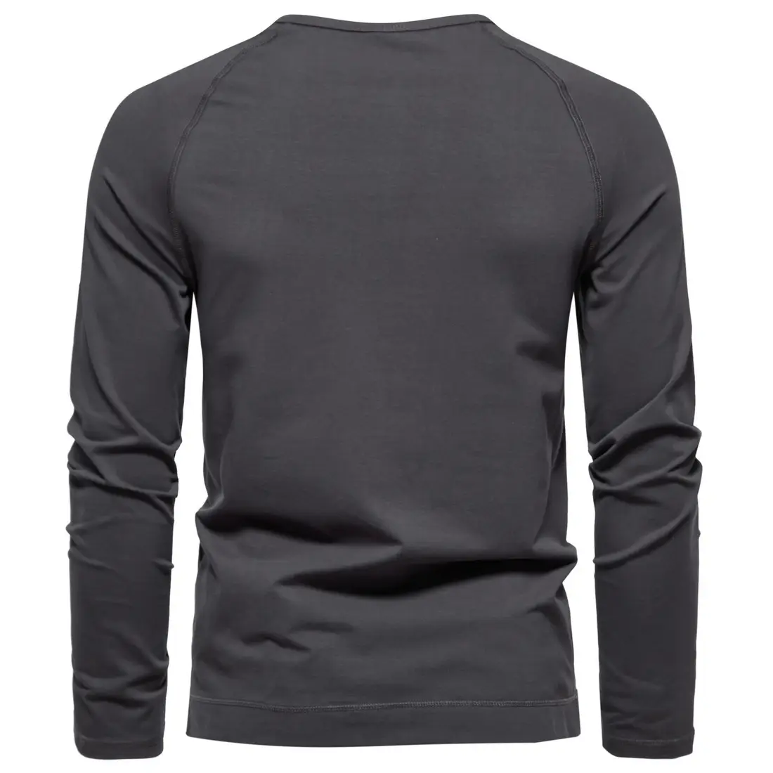 Men's Long Sleeve Retro Button T-Shirt Olive Green — feature 17