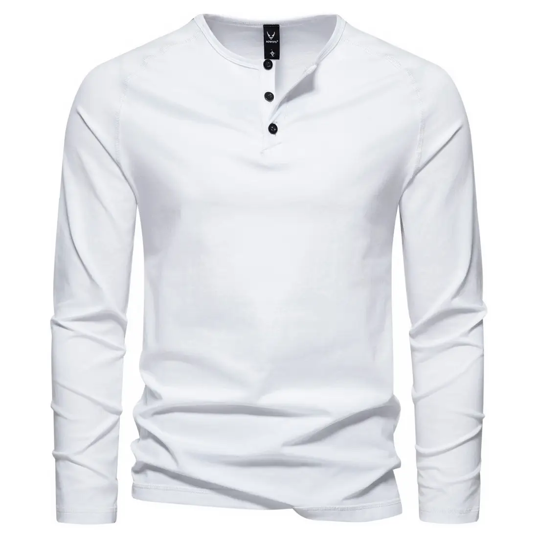 Men's Long Sleeve Retro Button T-Shirt Olive Green — feature 3