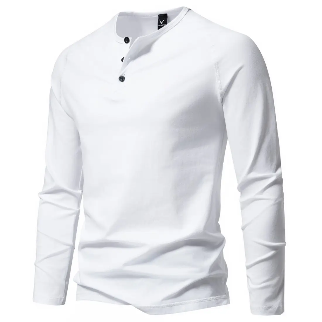 Men's Long Sleeve Retro Button T-Shirt Olive Green — feature 4