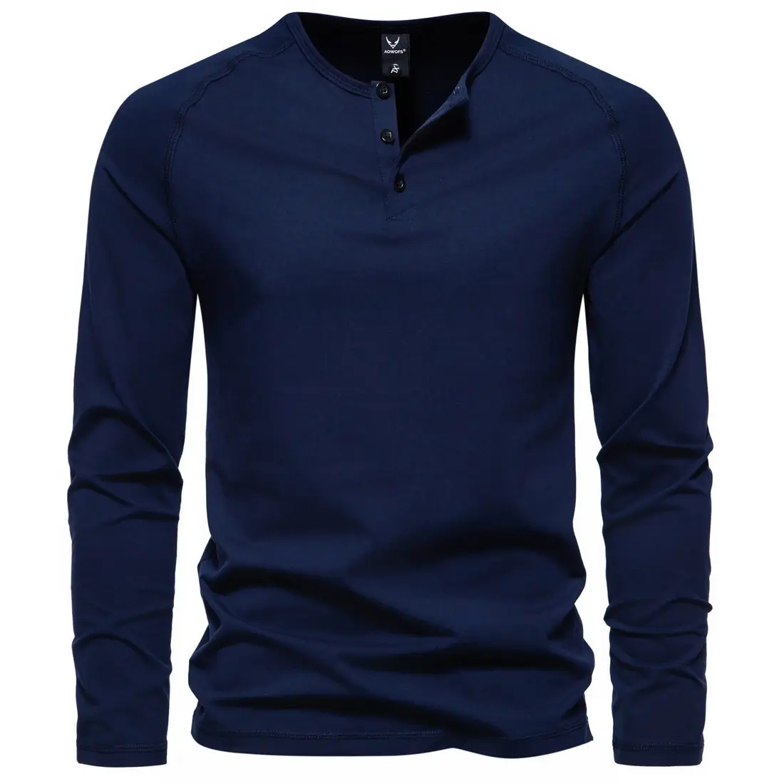 Men's Long Sleeve Retro Button T-Shirt Olive Green — feature 6