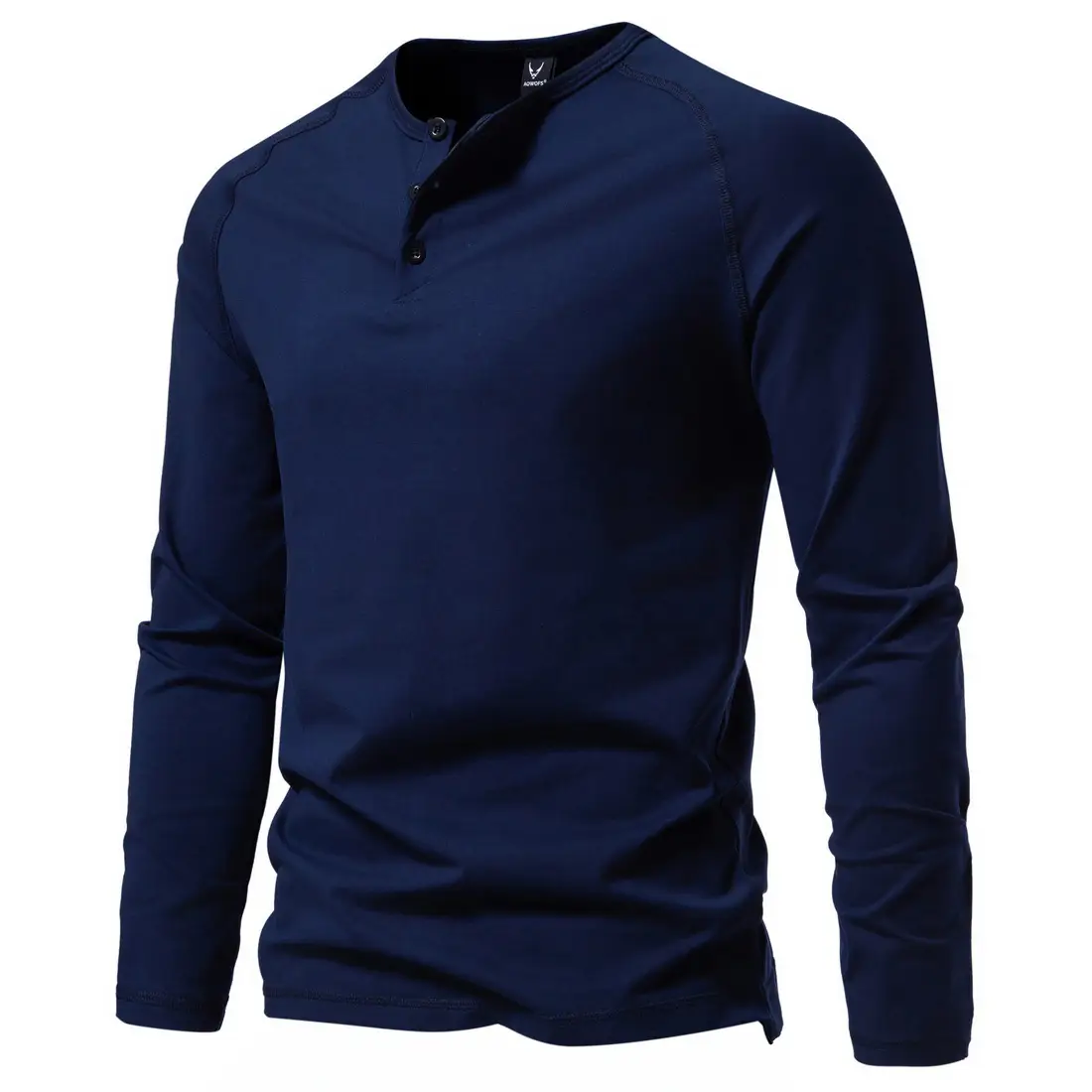 Men's Long Sleeve Retro Button T-Shirt Olive Green — feature 7