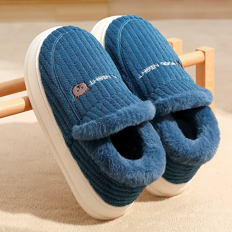 Men's Winter Indoor Home Slippers with Heel, Thick-Soled, Non-Slip, Fleece-Lined, Warm Cotton Shoes for Women, Winter Wholesale - Image 5