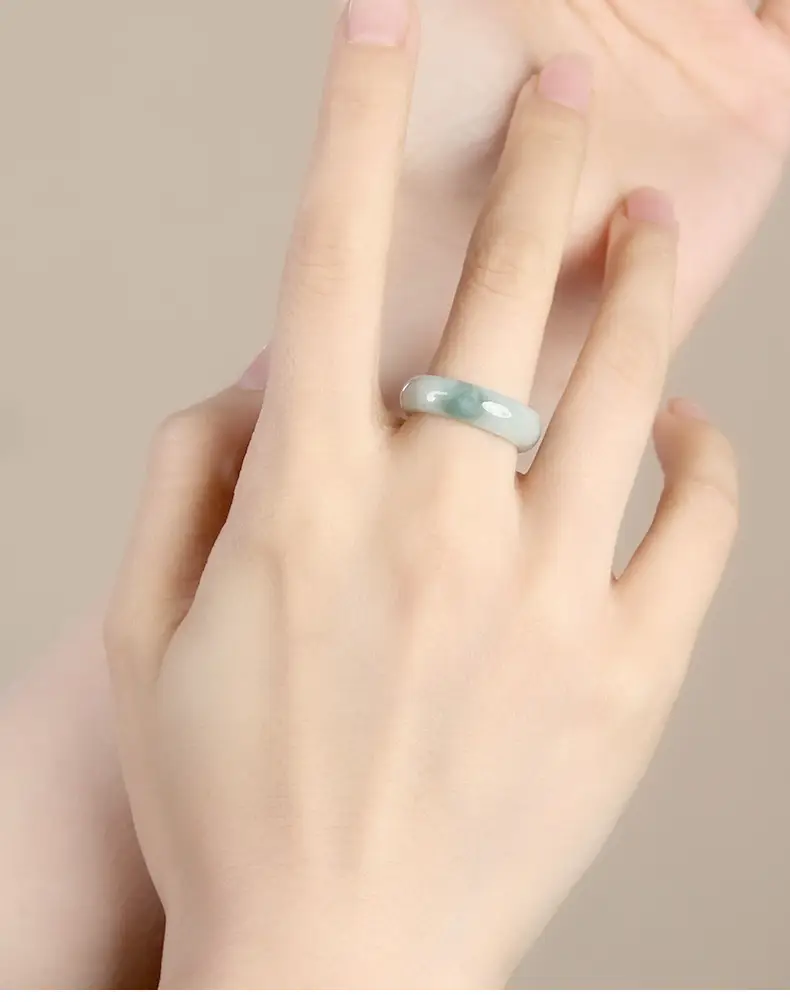 Jade Finger Ring for Women Men Plain Green — feature 10