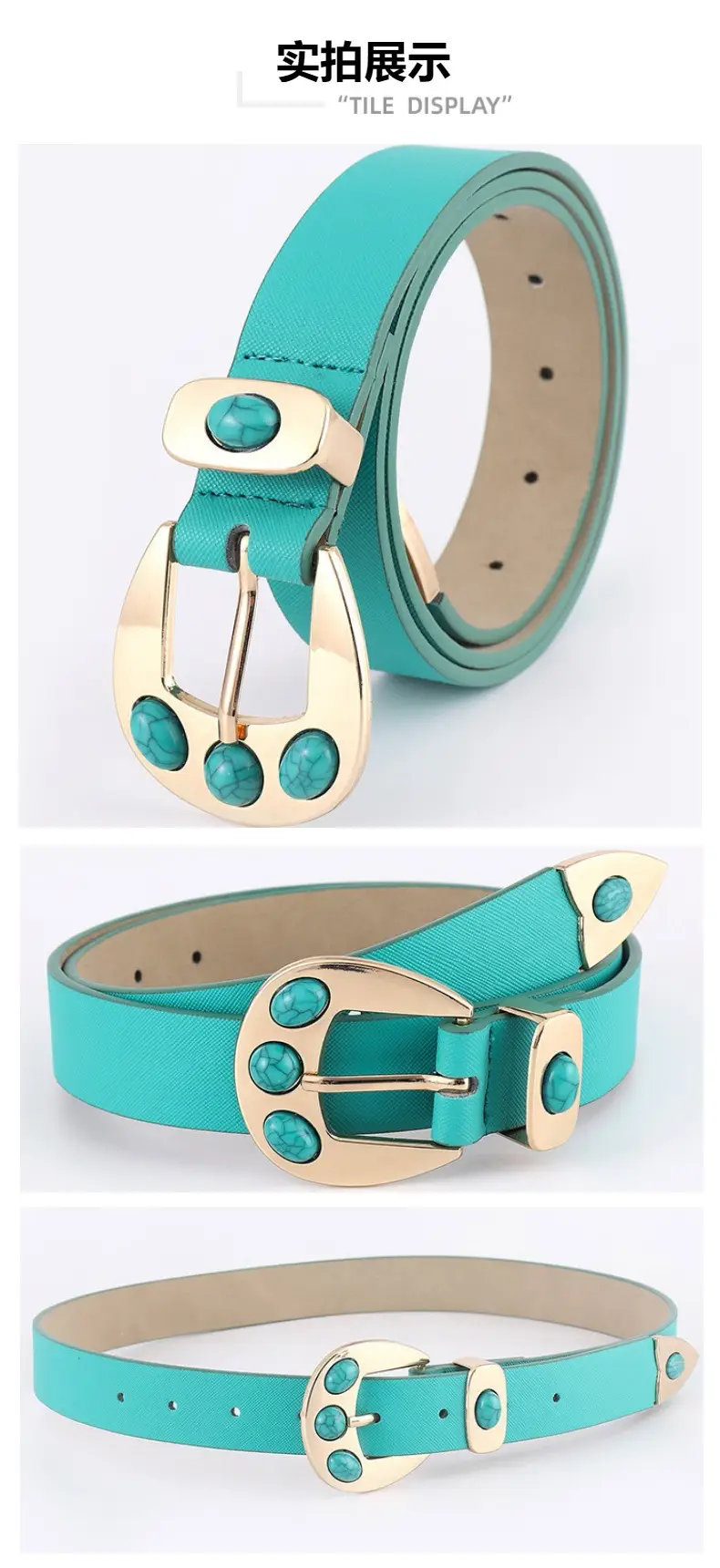 Tiffany Blue Metal Belt with Crystal Buckle β feature 9