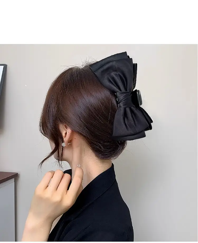 Black Double-Sided Bow Hair Clip for Girls — feature 56